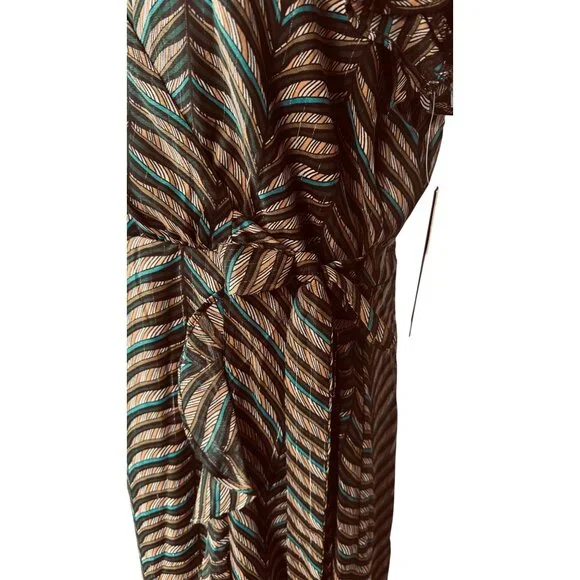 NWT City Studio Size 15 Multicolor Chevron Wrap Dress Ruffle Hem V-Neck - Picture 8 of 16